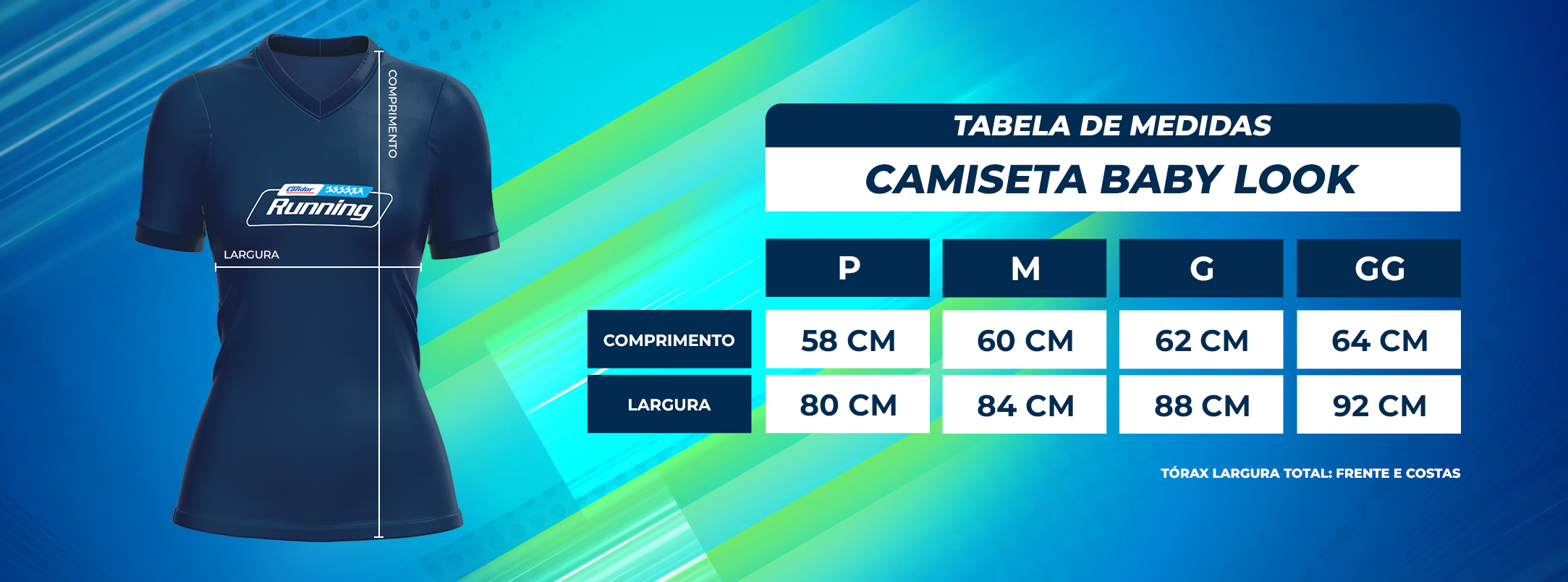 Guia de Tamanho Baby Look - Condor Running