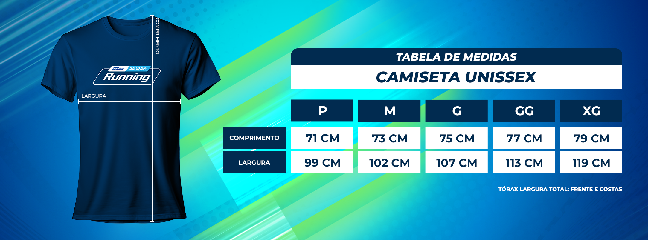 Guia de Tamanho Unissex - Condor Running