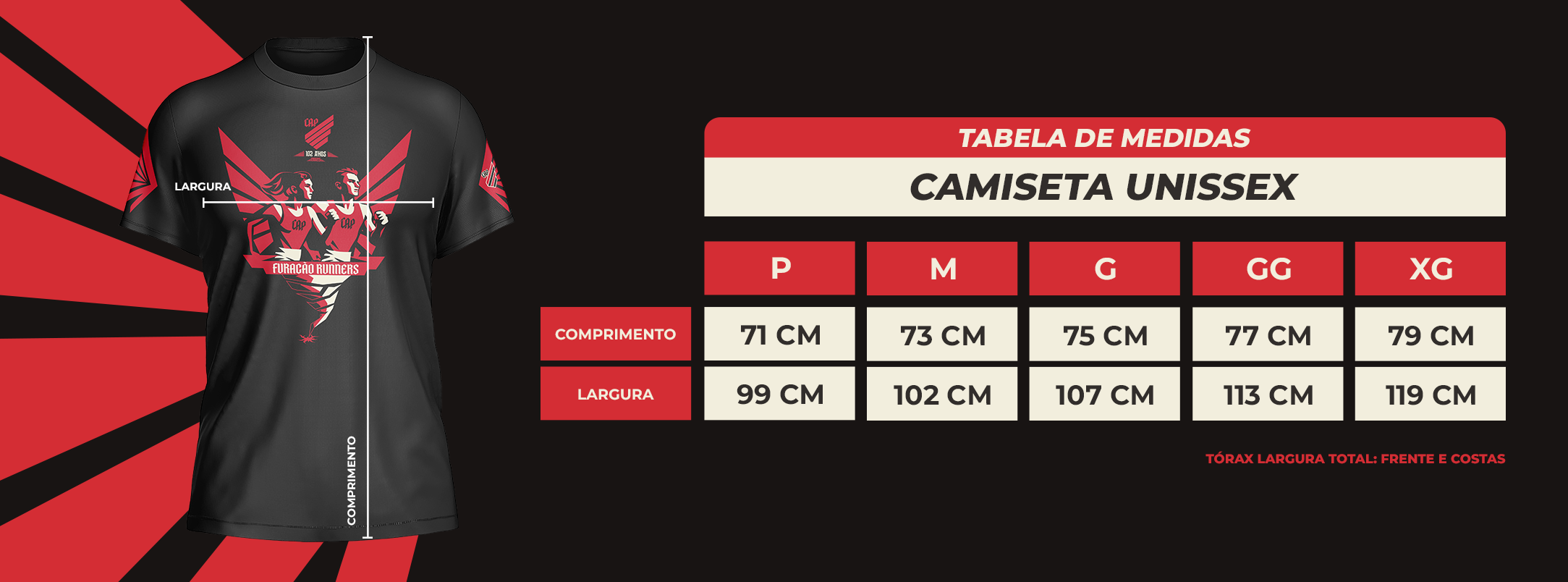 Guia de Tamanho Unissex