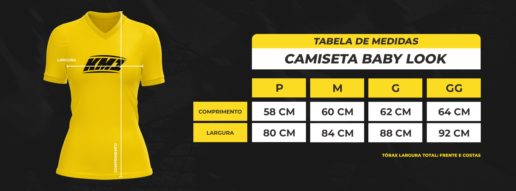 Guia de Tamanho Baby Look - KM1